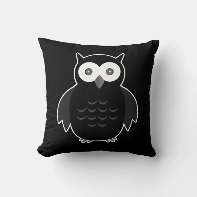 The Black & White Owl Throw Pillow (Front)