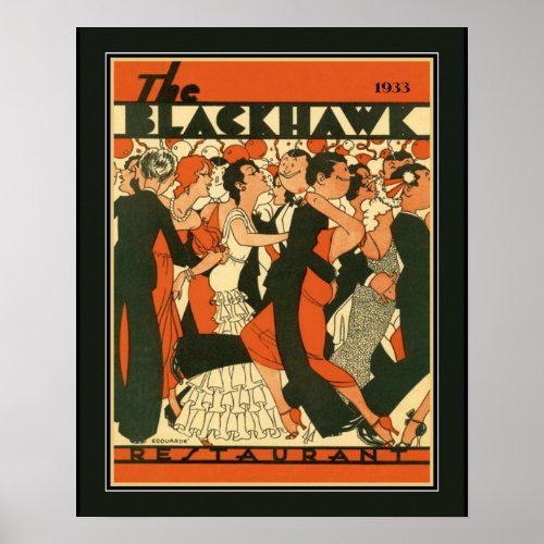 The Blackhawk Restaurant Art Deco Poster