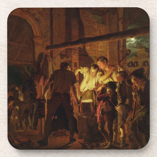 The Blacksmith's Shop (oil on canvas) Beverage Coaster (Front)