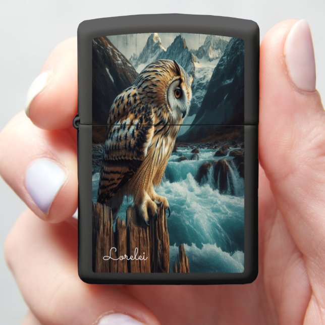 The Blakiston's Fish Owl Silent Predator Zippo Lighter (In Hand)