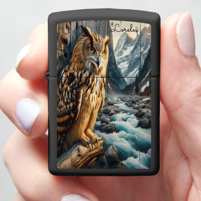 The Blakiston's Fish Owl Wilderness Watcher Zippo Lighter (In Hand)