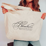 "The Bleachers" Funny Cute Baseball Mom Large Tote Bag<br><div class="desc">Claim your favorite spot on the bleachers with this funny baseball mom design that's perfect for dugout moms or league fundraisers! Bougie country club style design features "The Bleachers" in embellished script lettering with a stitched baseball worked into the design. Personalize with two lines of custom text using the template...</div>