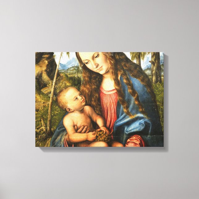 The Blessed Mother Mary Holding Baby Jesus Canvas Print (Front)