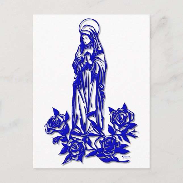 The Blessed Virgin Mary ( with blue roses ) Postcard (Front)