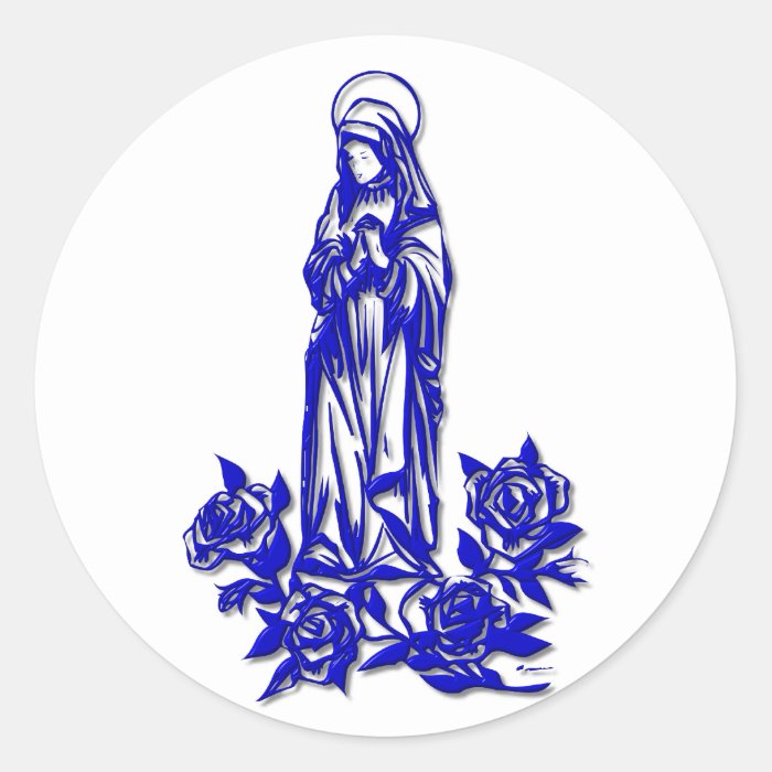 The Blessed Virgin Mary ( with blue roses ) Stickers