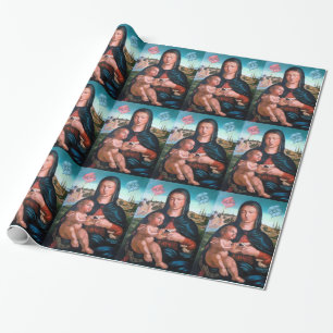The Blessed Virgin Mary With Jesus And Angels Wrapping Paper