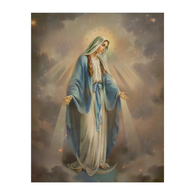 The Blessed Virgin Mary Wood Wall Art (Front)