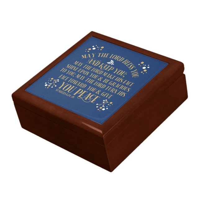 The Blessing Numbers 6:24-26 Gold Blue Keepsake Gift Box (Side)