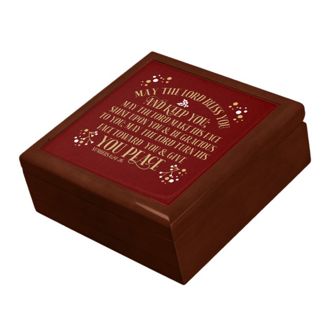 The Blessing Numbers 6:24-26 Gold Red Keepsake Gift Box (Side)