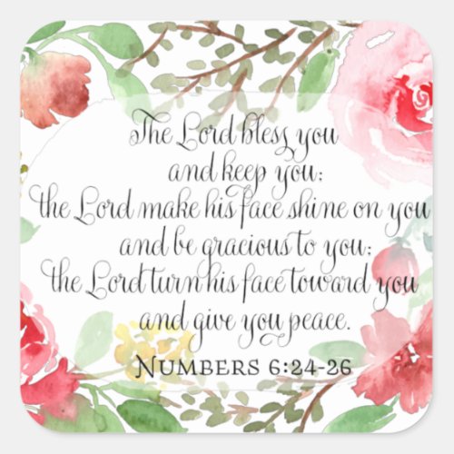 The blessing  Scripture Art  Numbers 624_26 Square Sticker