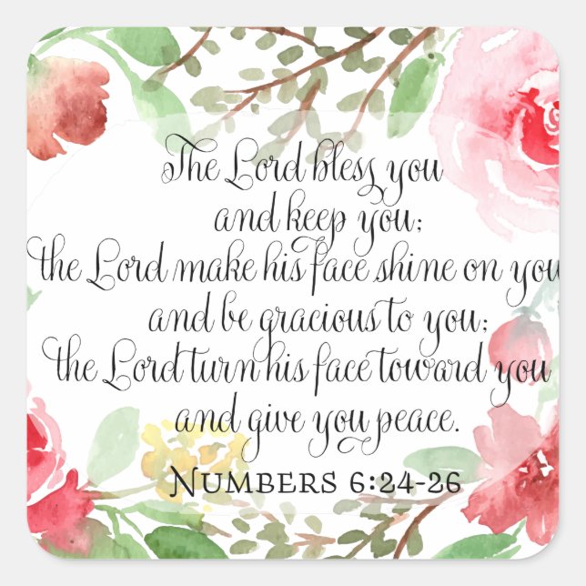 The blessing | Scripture Art | Numbers 6:24-26 Square Sticker (Front)