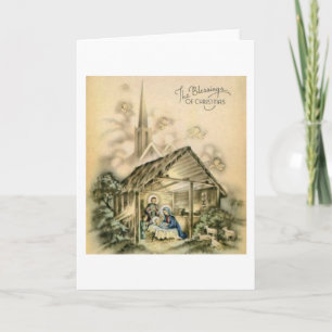 The Blessings of Christmas Nativity Scene Holiday Card