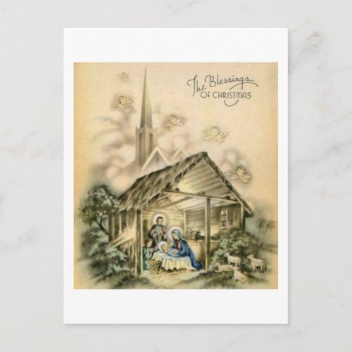 The Blessings of Christmas Nativity Scene Holiday Postcard