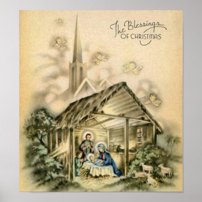 The Blessings of Christmas Nativity Scene Poster