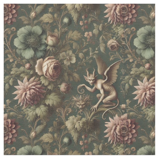 The Blighted Watcher – Gothic Classic Tile Fabric (Close Up)