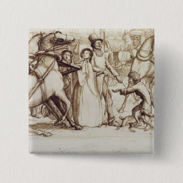 The Blind Man, 1853 (pen, ink, wash and graphite o Button (Front)