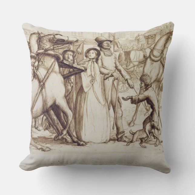 The Blind Man, 1853 (pen, ink, wash and graphite o Throw Pillow (Front)
