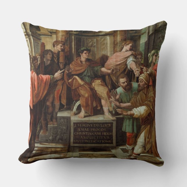 The Blinding of Elymas (cartoon for the Sistine Ch Throw Pillow (Front)