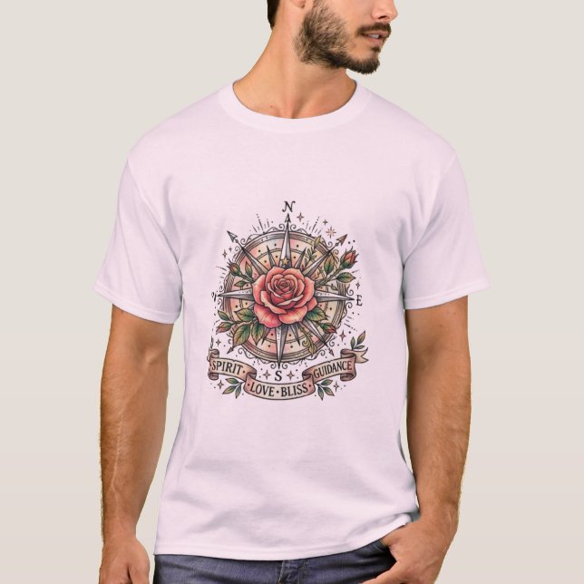 The Blissful Path: Tattoo Rose Compass T-Shirt (Front)