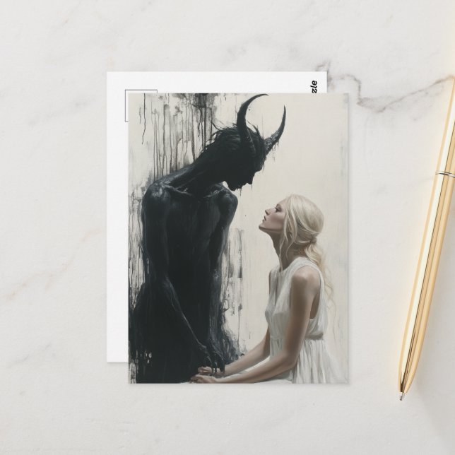 The Blond Woman and the Dark Demon Postcard (Front/Back In Situ)