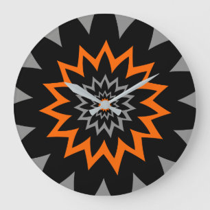 The Blooming Expanse: Black and Orange Large Clock