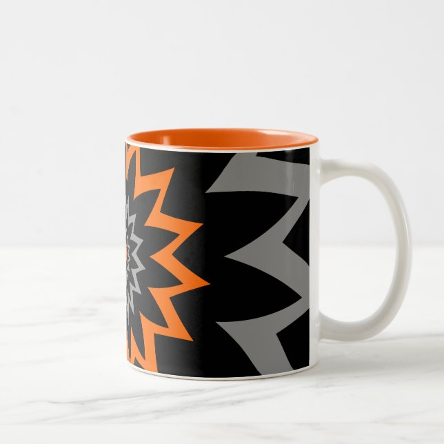 The Blooming Expanse:  Black and Orange Two-Tone Coffee Mug (Right)