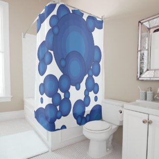 The Blue 70's year styling circle Shower Curtain