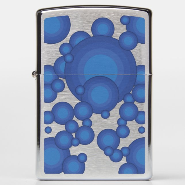 The Blue 70's year styling circle Zippo Lighter (Front)