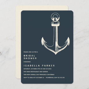The Blue Anchor   Wedding Bridal Shower Invitation