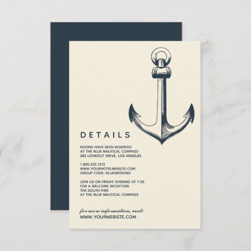 The Blue  Anchor  Wedding Guest Details Invitation