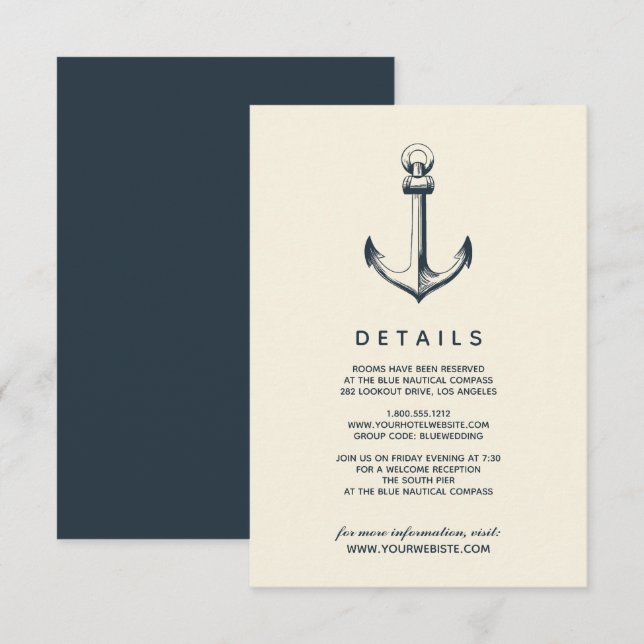 The Blue Anchor | Wedding Guest Details Invitation (Front/Back)