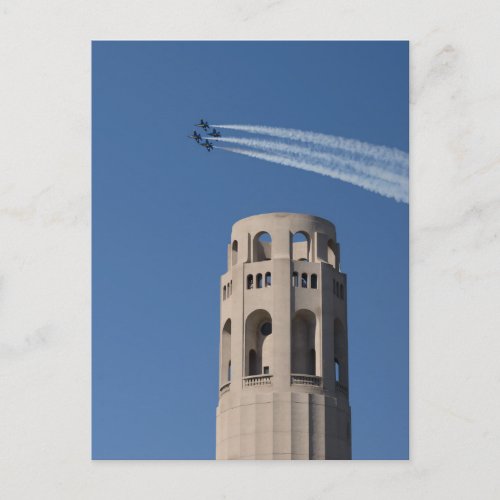 The Blue Angels Fly by Coit Tower Postcard