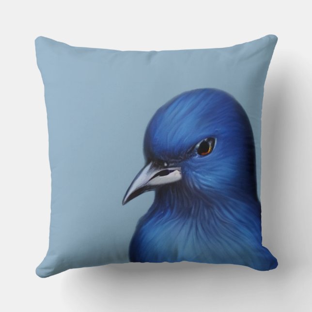 The blue bird throw pillow (Back)