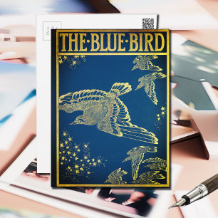 The blue bird - vintage book cover postcard