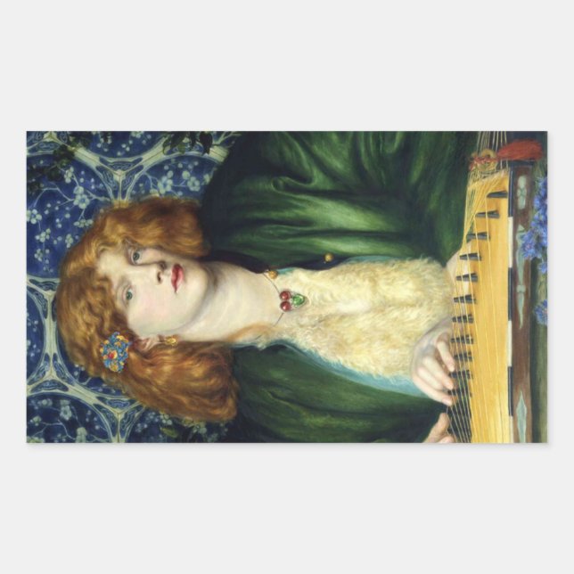 The Blue Bower (by Dante Gabriel Rossetti) Rectangular Sticker (Front)