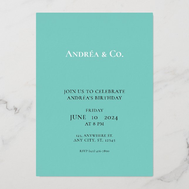 The Blue Box Foil Invitation (Front)