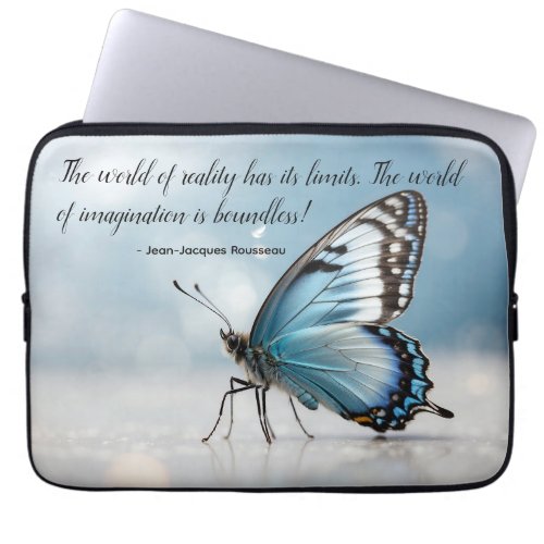 The Blue Butterfly wInspirational Quote Laptop Sleeve