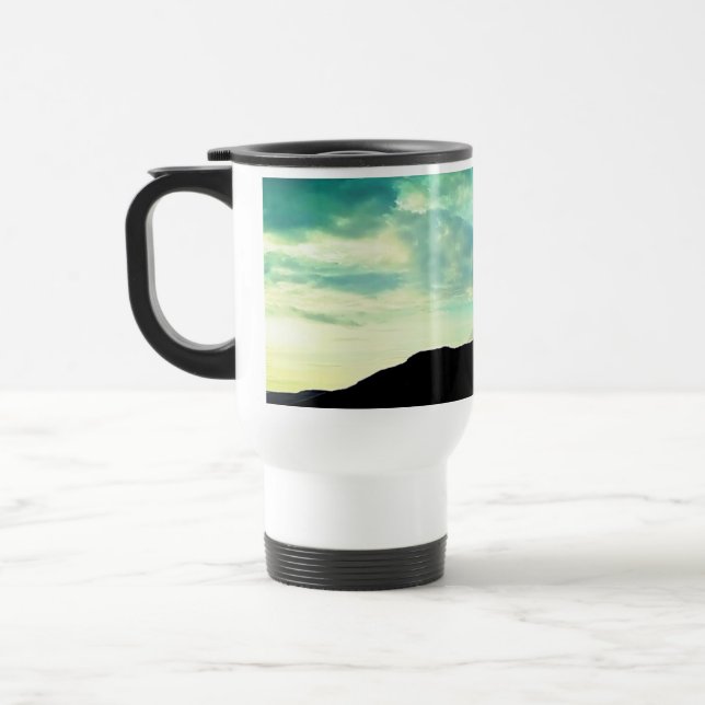 The blue clouds , above the hill travel mug (Left)