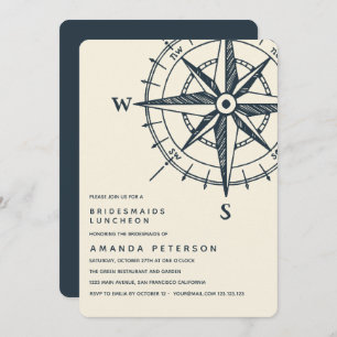 The Blue Compass   Bridesmaids Luncheon Wedding Invitation