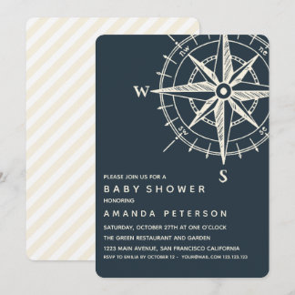 The Blue Compass | Nautical Baby Shower Invitation