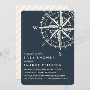 The Blue Compass Nautical Baby Shower Invitation