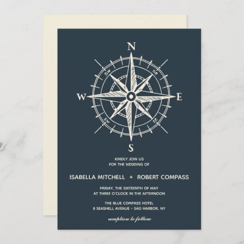 The Blue Compass  Wedding Invitation