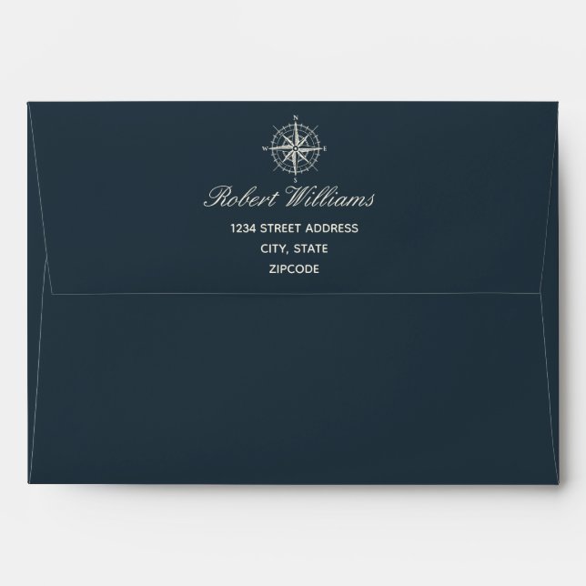 The Blue Compass | Wedding Personalized Envelope (Back (Top Flap))
