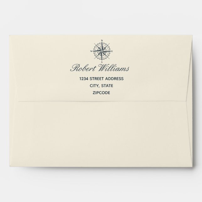 The Blue Compass | Wedding Personalized Envelope (Back (Top Flap))