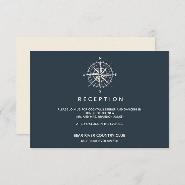 The Blue Compass | Wedding Reception Enclosure Invitation (Front/Back)
