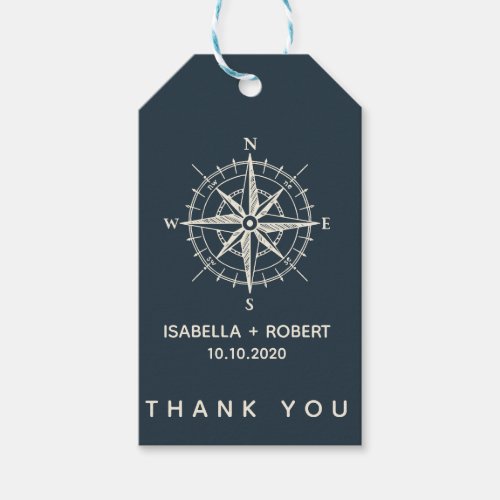 The Blue Compass  Wedding Thank you FAVOR Gift Tags