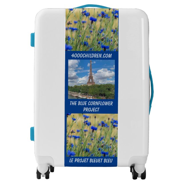 The Blue Cornflower Project - Medium White Luggage (Front)
