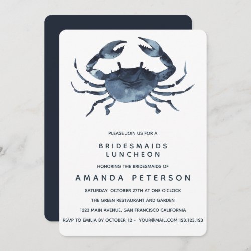 The Blue Crab Bridesmaids Luncheon Wedding Invitation