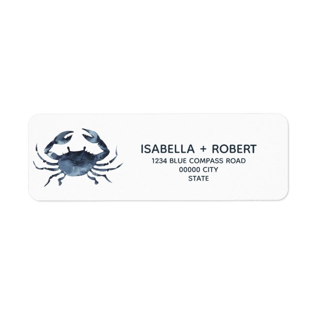 The Blue Crab | Nautical Maritime Wedding Label (Front)