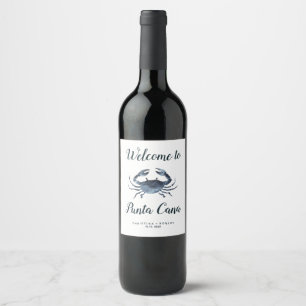 The Blue Crab Nautical Maritime Wedding Wine Label